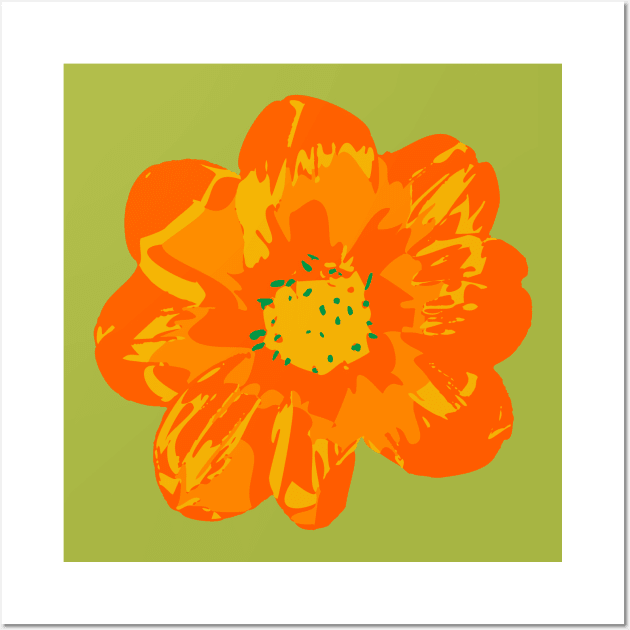 COSMIC COSMOS Big Abstract Floral Summer Bright Flower - Coral Orange Yellow Lime Green - UnBlink Studio by Jackie Tahara Wall Art by UnBlink Studio by Jackie Tahara